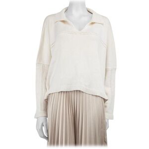 LOEWE Polo Collar Ecru Sweater Small